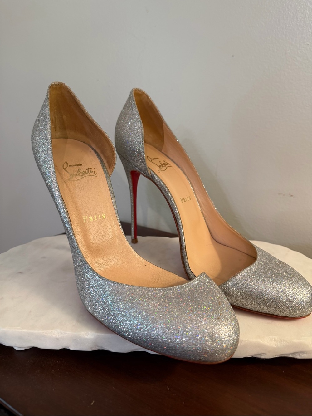 Christian Louboutin Silver Glitter Classic Pump 41